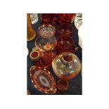 Group of 16 assorted cranberry items to include two jugs, three beakers, five finger bowls,