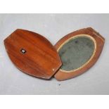 Georgian mahogany travel or pocket mirror with oval inset glass, with a swing mechanism, 5ins long x