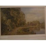 J W Ferguson, signed and dated 1870, watercolour, Figures by a riverside, 10 x 17ins