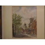 Radcliffe, signed and dated 1962, pastel, Portsmouth Cathedral from Pembroke Road, 11 x 9ins