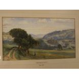 Charles Reginald Aston, initialled watercolour, Extensive country landscape, 8 x 13 + ins