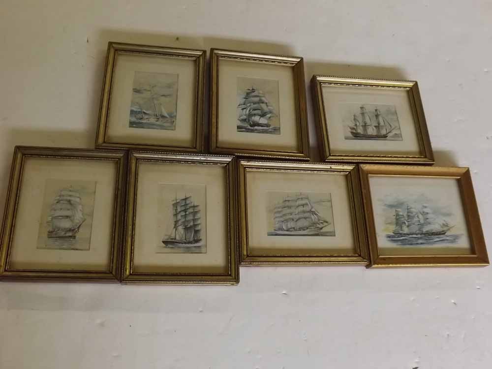 J M Austin, signed group of seven watercolours, Shipping scenes, assorted sizes (7)