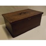 19th century oak table top box with brass top handle, 16ins x 10ins