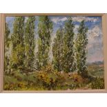 Doreen Idle, signed oil on board, ?Poplars?, 18 x 23ins