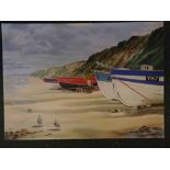 G A Plumstead, signed and dated 78, oil on board, East Runton, 17 x 24ins, unframed