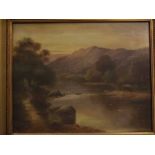 A Wright, signed pair of oils on canvas, Mountain river landscapes, 15 x 19ins (2)