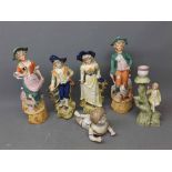 Group of five assorted Continental figures to include a shepherd and shepherdess, a further