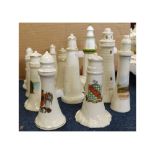 Collection of various crested ware, lighthouses, together with a further Coalport example