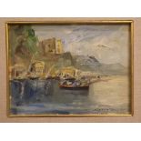 R Carvelli, two signed oils on board, Italian coastal views, 7 x 9ins and 6 x 9ins (2)