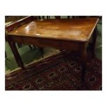 Early 19th Century French pine and fruitwood single drawer side table on cabriolet legs, 34ins