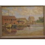 Charles H Scott, oil on canvas, ?Low tide Woodbridge?, 11 x 16ins