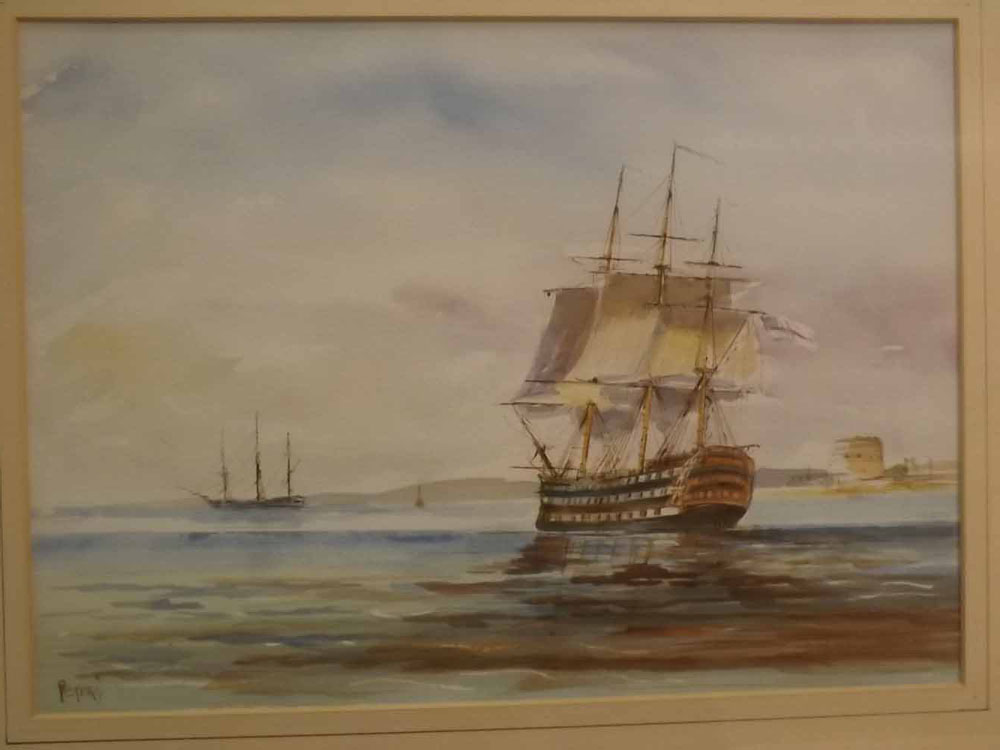 Brian Peters, signed pair of watercolours, "Two Ketches offshore" and "Man-o-War offshore", 10 x - Image 2 of 2