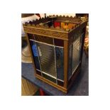 20th century stained glass panelled hanging lantern with painted pressed metal surround, 6ins square