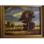 C S Fickling, signed oil on board, Landscape, 5 x 6ins