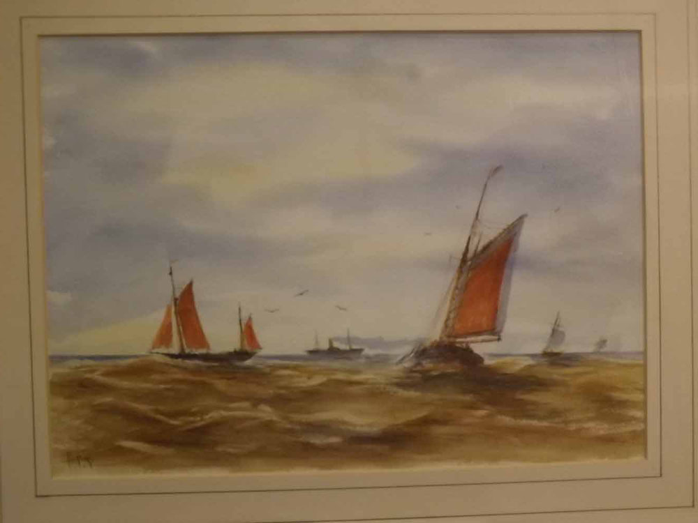 Brian Peters, signed pair of watercolours, "Two Ketches offshore" and "Man-o-War offshore", 10 x