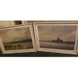 E C Saunders, signed group of four oils on board/canvas, Norfolk scenes, assorted sizes (4)