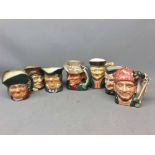 Mixed Lot: seven miniature Toby Jugs to include six Royal Doulton jugs of The Lumberjack, Parson