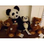 Four modern Steiff soft toys to include two teddy bears and a panda and child (4)