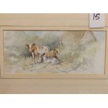 Jason Partner, signed pair of watercolours, Calves and pigs, 4 x 9 1/2 ins (2)