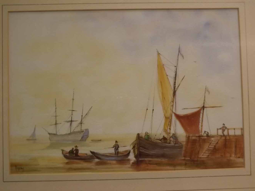 Brian Peters, signed watercolour, Dutch harbour scene, 9 1/2 x 13 1/2 ins