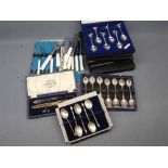 Boxes of mixed souvenir spoons to include boxed Silver Jubilee spoons, further boxed plated spoons