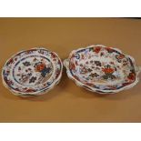 Three 19th century 9ins dinner plates decorated in the Amherst Japan pattern No 824, together with