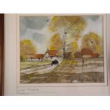 Hugh Brandon-Cox, signed watercolour, "Rural Norfolk, Autumn", 7 x 9ins