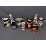 Mixed Lot: Toby Jugs to include a Royal Doulton Sam Weller, Staffordshire Shorter & Sons teapot,