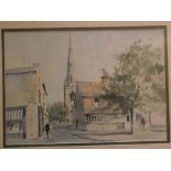 Jeremy Barlow, signed and dated '75, watercolour, Street scene, 14 x 20ins