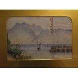 W H M, initialled and dated '98, watercolour, "Lake of Geneva", 5 1/2 x 8 1/2 ins