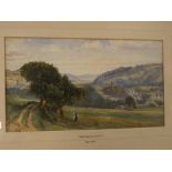 Charles Reginald Aston, initialled watercolour, Extensive country landscape, 8 x 13 1/2 ins