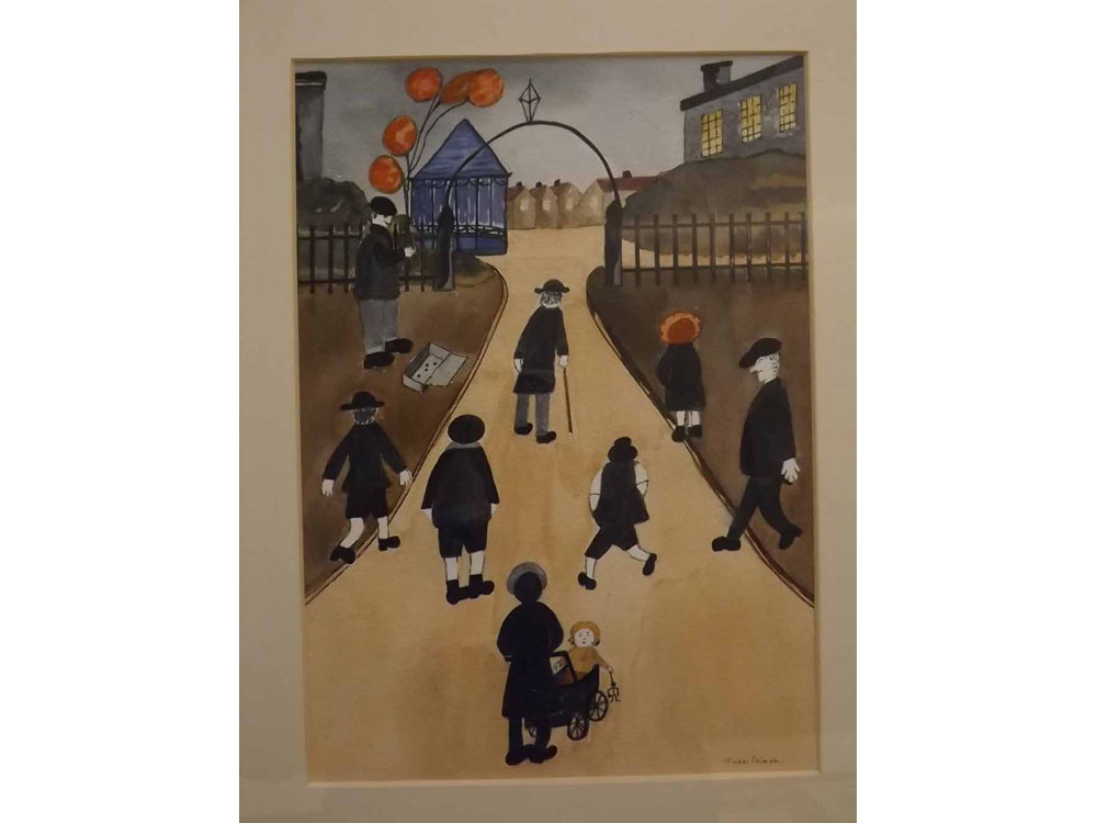 Terri Palmer, signed watercolour, Street scene with figures, 13 1/2 x 9 1/2 ins