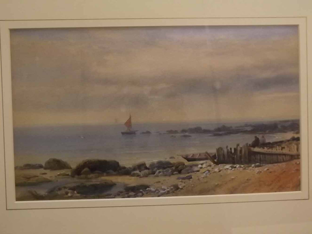 T L Rowbotham, signed and dated 1858, watercolour, Coastal view, 7 x 12 1/2 ins