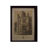 After J S Cotman, black and white etching, "Part of East Barsham House", 11 1/2 x 8 1/2 ins