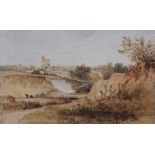 ATTRIBUTED TO THOMAS LOUND Landscape study watercolour 8 x 13ins