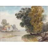 ATTRIBUTED TO JAMES STARK (1794-1859) River cottage circa 1835 watercolour 9 x 12ins