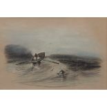 HENRY BRIGHT (1810-1873) Seascape with figures in a rowing boat pastel 9 1/2 x 13 1/2 ins