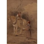 ATTRIBUTED TO EDWARD ROBERT SMYTHE Figures and horse charcoal and wash drawing 9 1/2 x 6 1/2 ins,