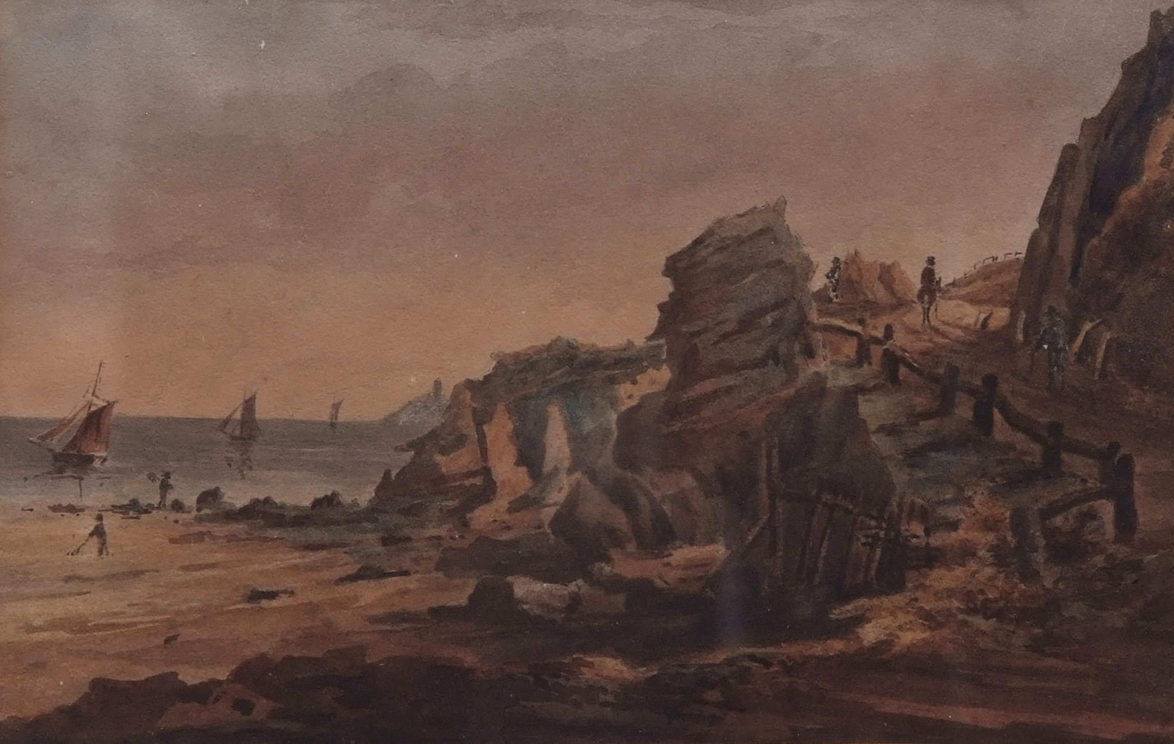 ROBERT DIXON (1780-1815) The road from the beach watercolour 6 x 9 1/2 ins Provenance: Cromer