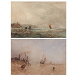 THOMAS LOUND (1803-1861) Seascapes pair of watercolours 5 1/2 x 8 ins (2)