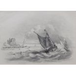 MILES EDMUND COTMAN (1810-1858) Seascape pencil drawing, signed and dated April 1827 lower left 8