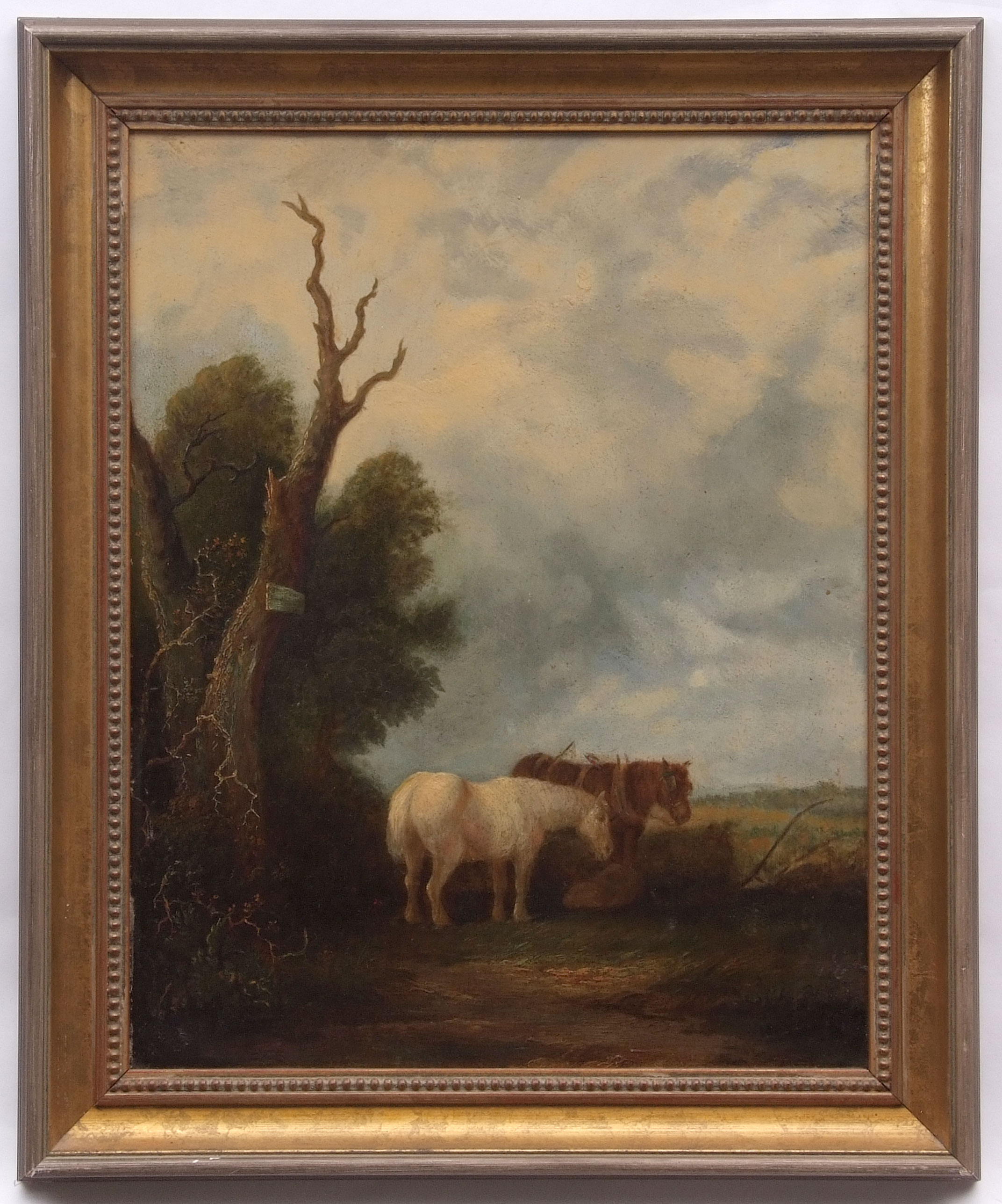 IN THE MANNER OF EDWARD ROBERT SMYTHE (1810-1899) Horses by a tree oil on panel 21 x 16 1/2 ins