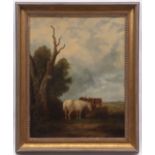 IN THE MANNER OF EDWARD ROBERT SMYTHE (1810-1899) Horses by a tree oil on panel 21 x 16 1/2 ins