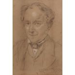 JOHN JOSEPH COTMAN (1814-1878) Head and shoulders portrait of a gent charcoal drawing, signed and