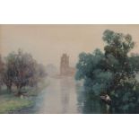 FREDERICK GEORGE COTMAN (1850-1920,) Hemingford Gray Church watercolour, signed and dated 1902 lower