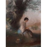 EDWARD ROBERT SMYTHE (1810-1899) The Seamstress pastel 19 x 14ins