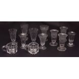 Collection of various faceted drinking glasses etc of various forms, all mainly circa 1800, (12) 4/
