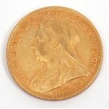 UK Queen Victoria veiled head 1895 sovereign, Melbourne Mint