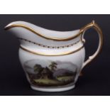 Herculaneum cream jug decorated with gilt and painted landscapes, pattern number 815, circa 1815,