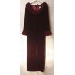 Belville Sassoon (Lorcan Mullany) burgundy dress with fringed neck and arms, size 12